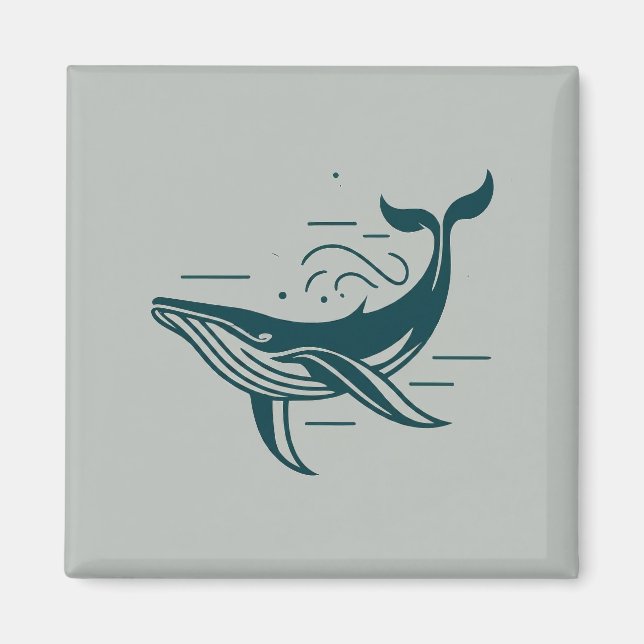 Aimant Illustration de natation de baleine bleue (Devant)