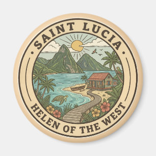 Aimant Illustration de Sainte-Lucie Badge d'art de voyage