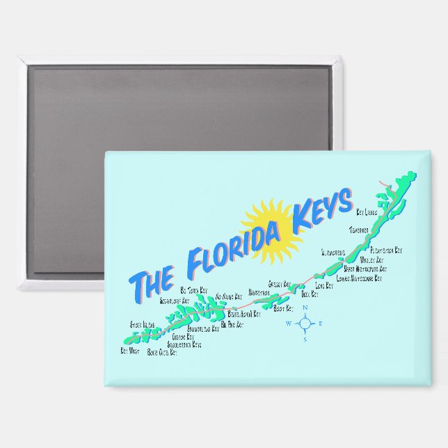 Aimant Illustration de style rétro de la carte Florida Ke (Recto/Verso)