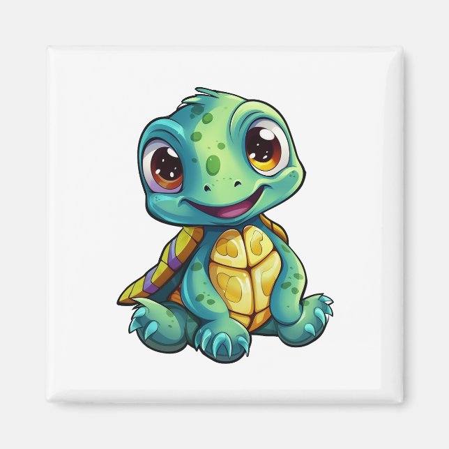 Aimant Illustration de tortue caricaturale (Devant)