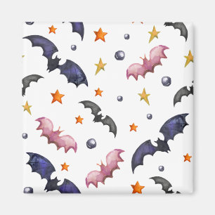 Aimant Illustration d'Halloween avec chauve-souris et éto