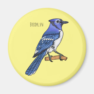 Aimant Illustration d'oiseau de jay bleu