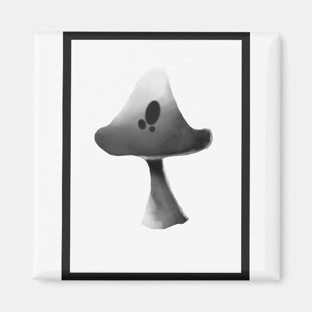 Aimant Illustration du champignon noir et blanc (Devant)