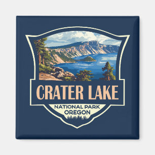 Aimant Illustration du parc national du lac Crater Badge 