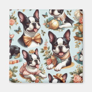 Aimant Illustration du Terrier Vintage de Boston