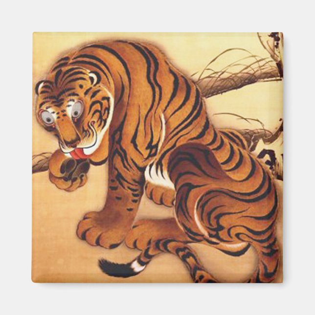 Aimant Illustration du tigre par Ito Jakuchu (Devant)