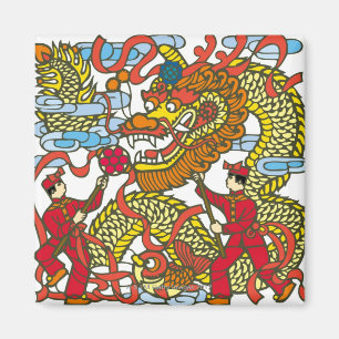 Aimant Illustration d'un dragon chinois en chinois Nouvea