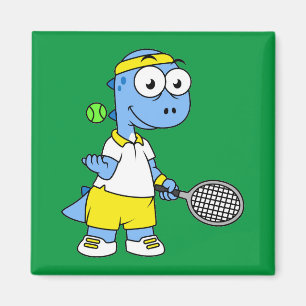 Aimant Illustration D'Un Joueur De Tennis Tyrannosaurus R