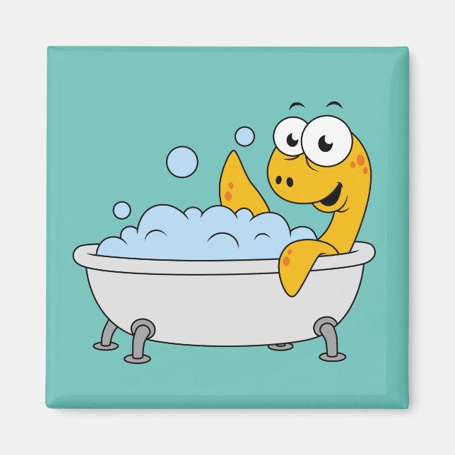Aimant Illustration D'Un Monstre De Loch Ness De Bain. (Devant)