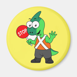 Aimant Illustration D'Un Parasaurolophus Traffic Enforcer