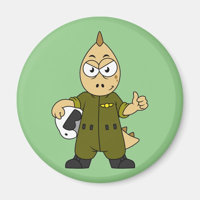 Aimant Illustration D'Un Pilote À Jet Allosaurus. (Devant)