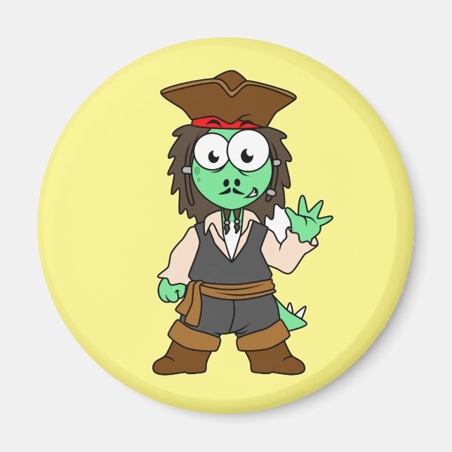 Aimant Illustration D'Un Pirate De Stegosaurus, Jack Spar (Devant)