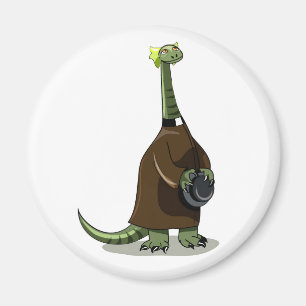 Aimant Illustration D'Un Plateosaure Habillé Comme Prêtre