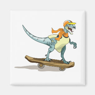 Aimant Illustration D'Un Raptor Skateboard.
