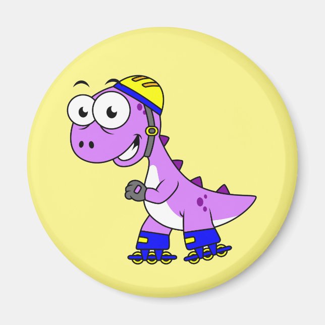 Aimant Illustration D'Un Tyrannosaurus Rex De Patinage. (Devant)