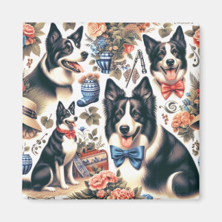 Aimant Illustration d'une bordure Vintage mignonne