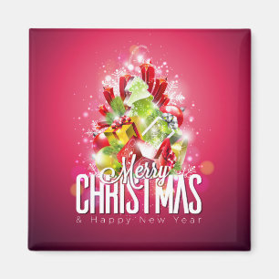 Aimant Illustration graphique moderne de Noël rouge
