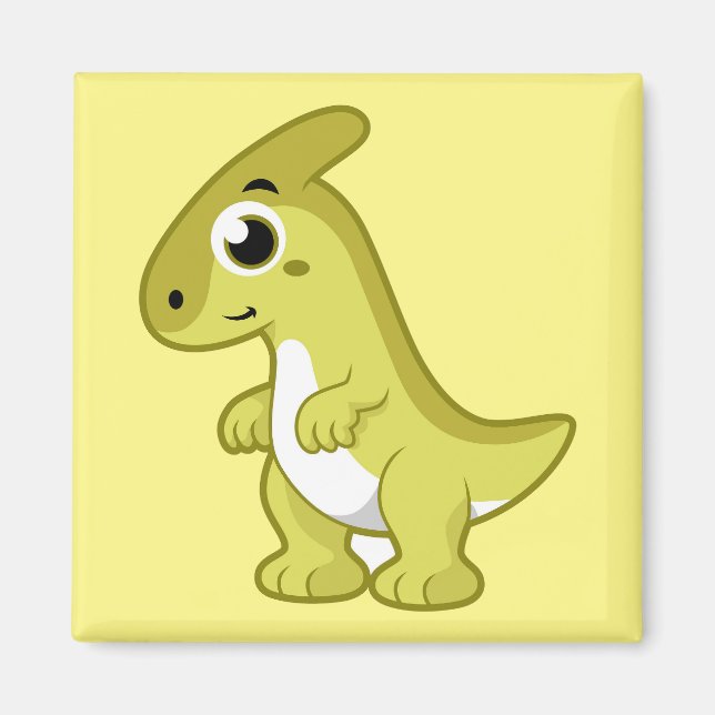 Aimant Illustration Mignonne D'Un Parasaurolophus Dinosau (Devant)