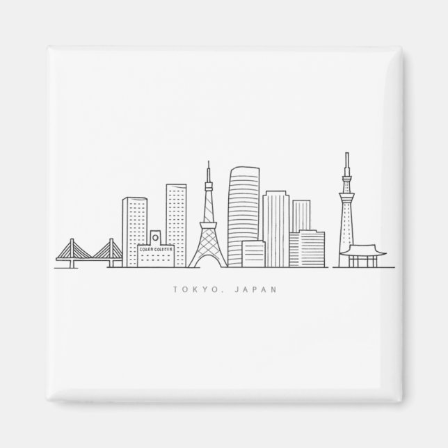 Aimant Illustration minimaliste de la skyline de Tokyo (Devant)