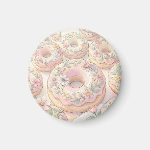 Aimant Illustration Pastel de Gâteaux Floraux Roses