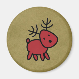 Aimant Illustration Red Christmas Reindeer