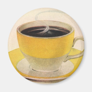Aimant Illustration vintage de café dans une tasse jaune