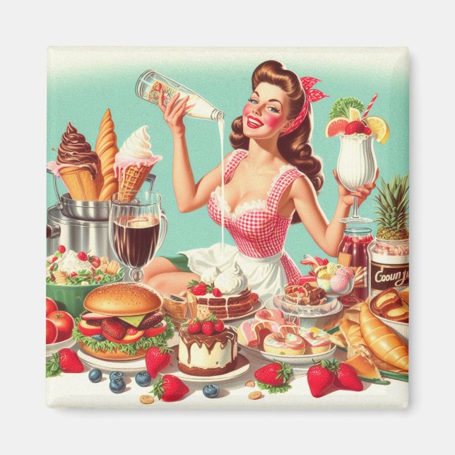 Aimant Illustration vintage de l'alimentation (Devant)