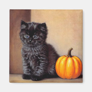 Aimant Illustration vintage Halloween Black Kitten