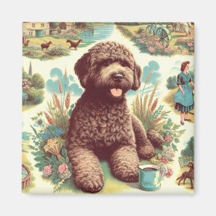 Aimant Illustration vintage Lagotto Romagnolo