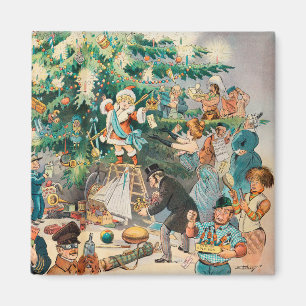 Aimant Illustration vintage L'Arbre de Noël de Puck, 1902