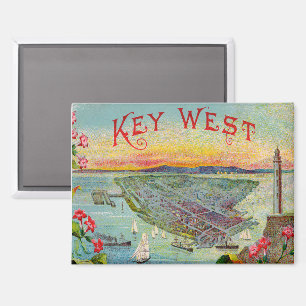 Aimant Illustration Vintage unique de Key West Florida