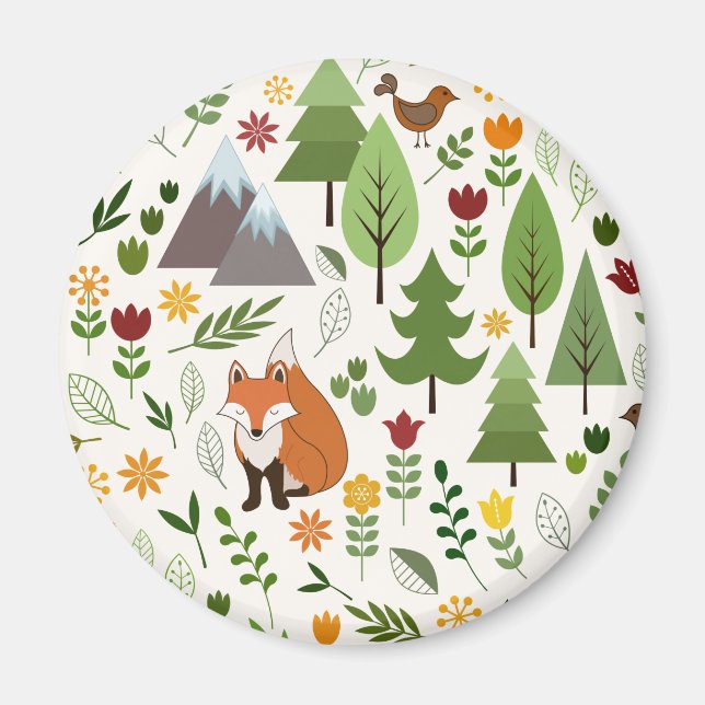 Aimant Illustrations de style scandinave sur Motif crème (Devant)