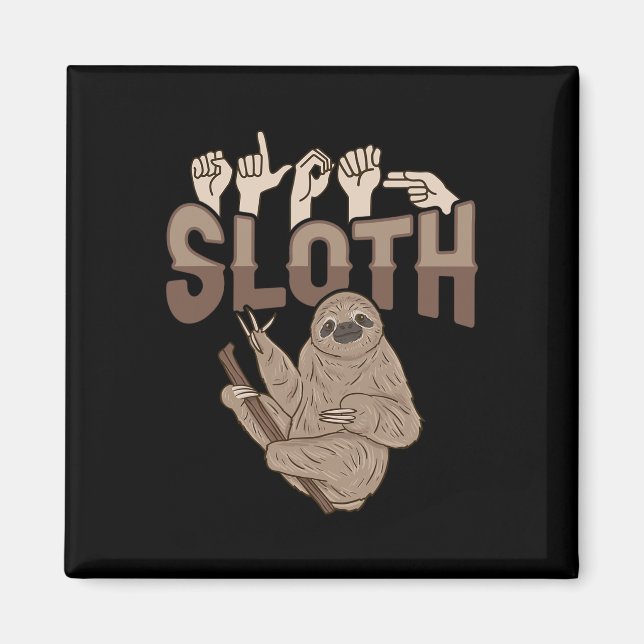 Aimant ILY Sloth ASL Gesture mains sourdes Perte d'auditi (Devant)