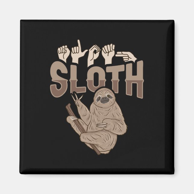 Aimant ILY Sloth ASL Gesture mains sourdes Perte d'auditi (Devant)