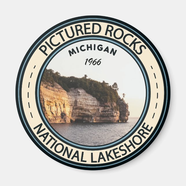 Aimant Image de Rocks National Lakeshore Michigan Badge (Devant)
