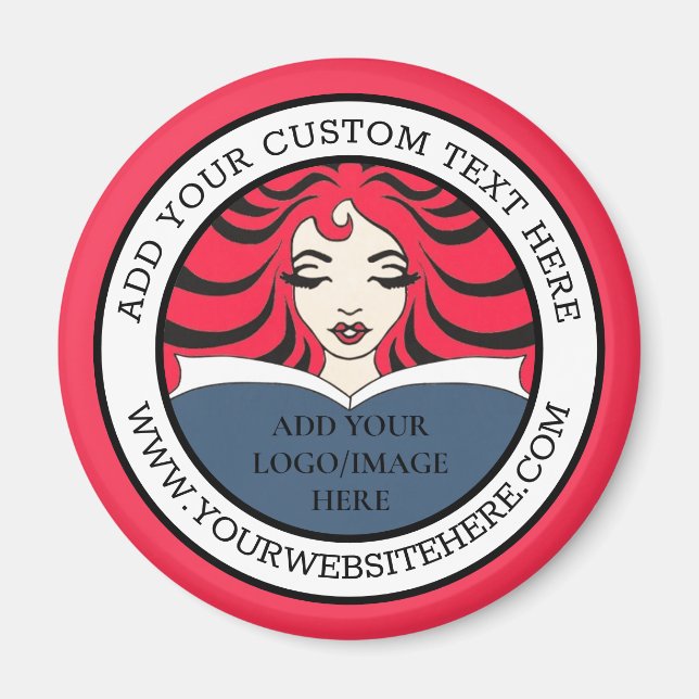 Aimant Image et texte de votre logo d'entreprise ronde ic (Devant)