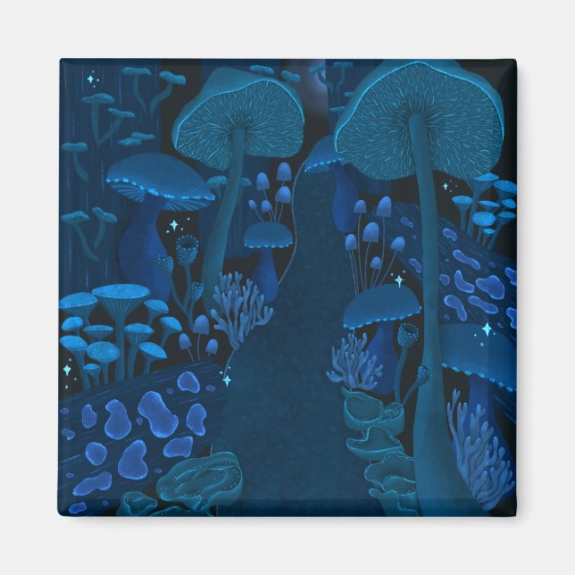 Aimant Imaginaire de champignon foncé bleu marine (Devant)