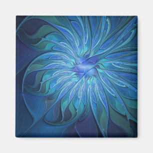 Aimant Imaginaire Fleur Bleue Motif, Art Fractal Abstrait