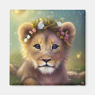 Aimant Imaginaire Whimsical Cute Kawaii bébé lionceau