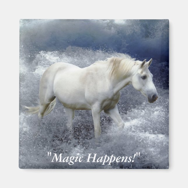 Aimant Imaginaire White Horse & Ocean Surf Cadeaux (Devant)