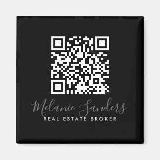Aimant IMMOBILIER d'entreprise NOIR avec CODE QR