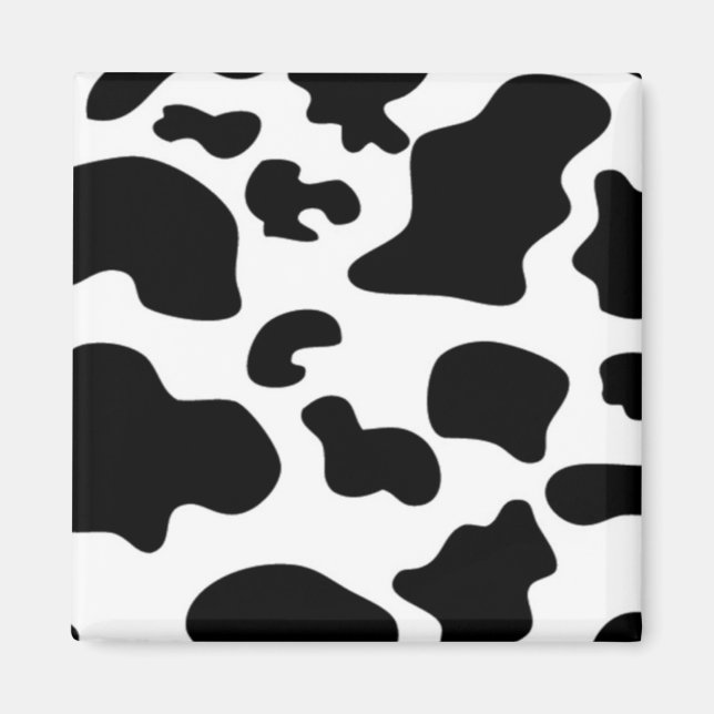 Aimant Impression de vache noire et blanche (Devant)