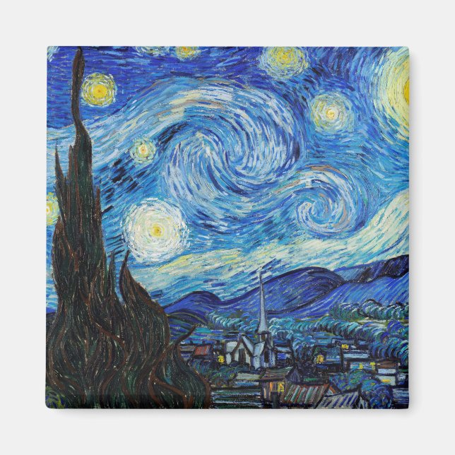 Aimant Impressionnisme Vincent Van Gogh Starry Starry Nui (Devant)