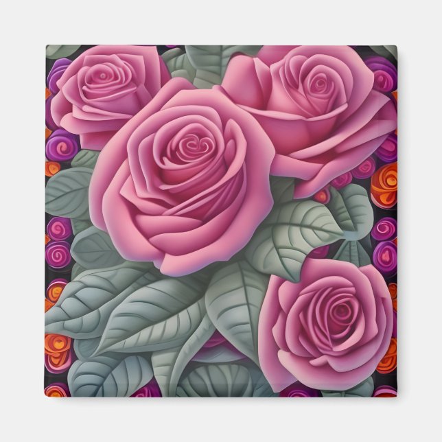 Aimant Imprimante magnifique pastel victorien rose rose (Devant)