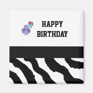 Aimant Imprimé zèbre oiseau et ballons d'anniversaire
