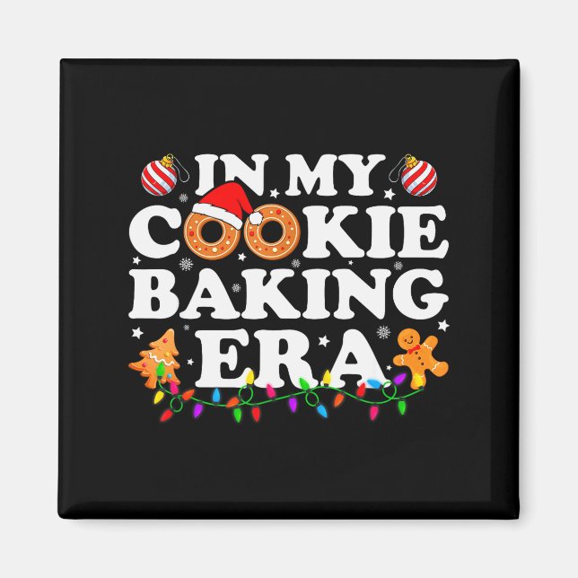 Aimant In My Cookie Baking Era Groovy Christmas Tee Famil (Devant)