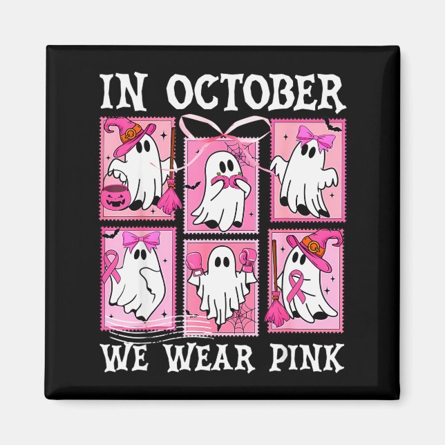 Aimant In October We Wear Nk Ghost Breast Cancer Hallowee (Devant)