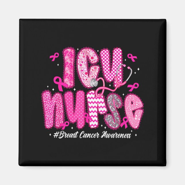 Aimant In October We Wear Nk Icu Nurse Breast Cancer Awar (Devant)