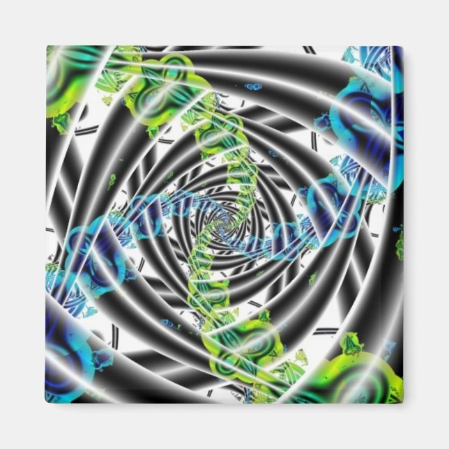 Aimant Incomplet | Art fractal bleu et vert (Devant)