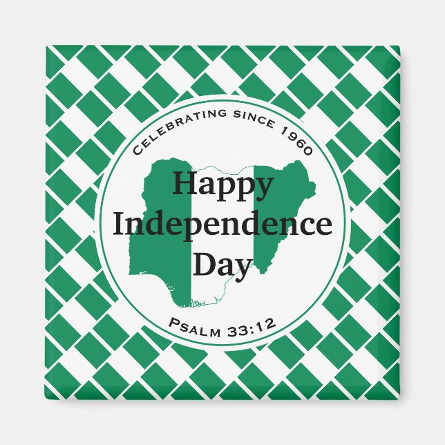 Aimant INDÉPENDANCE DU NIGÉRIA Écriture du drapeau nigéri (Devant)
